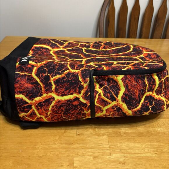 Hurley Backpack Bag Lava Fire Kids Adult Large 17"x11"x5" School Book‎ Tote - Picture 7 of 11